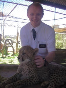 Elder Payne with a baby cheetah!