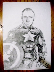 An amazing pencil drawing someone did of Elder Payne as Captain America. What talent!